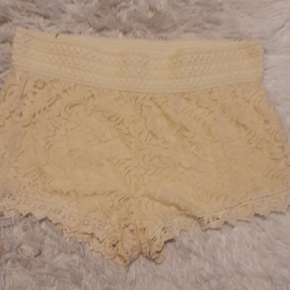 Cream Colored Lace Shorts